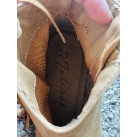 Mattise Brazil Western Festive Tan Leather-Suede Fringe Women Ankle Booties 7.5 - Picture 6 of 8